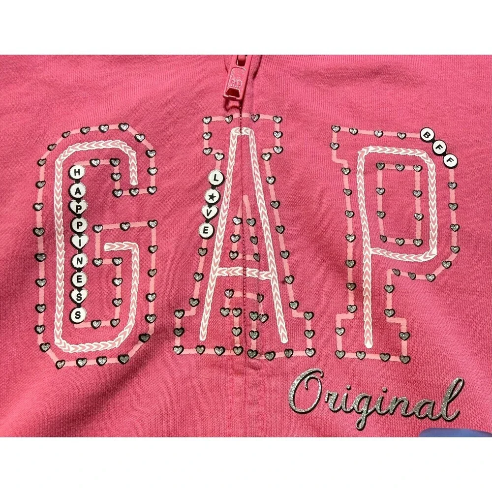 Gap Friendship Bracelet Design Full Zip Hoodie Girls Small (6/6X) Pink Preppy